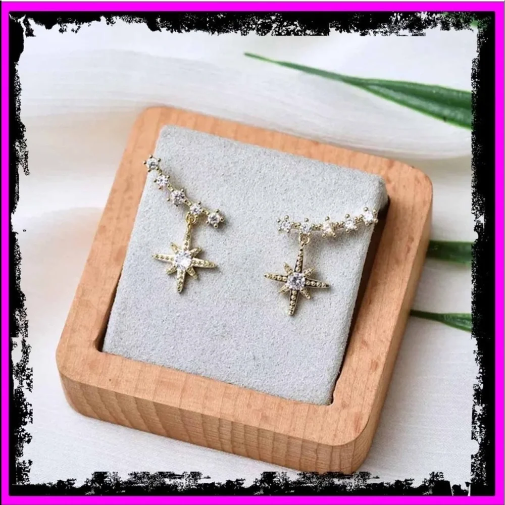 New Star of Bethlehem Sterling Silver & 10k Gold Stud Ear Crawler Earrings